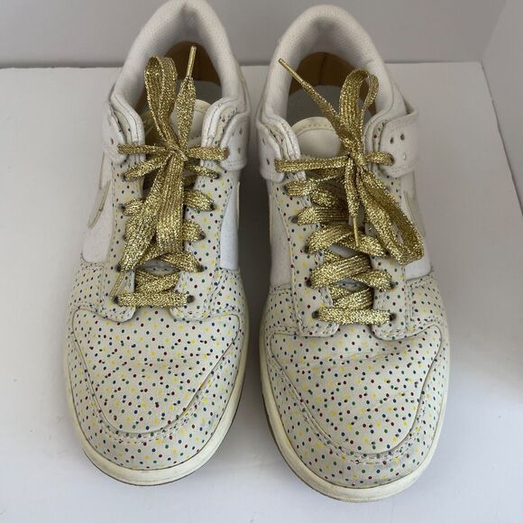 RARE 2008 Nike Dunk Low Womens 6 Multicolor POLKA DOTS w/‎ GOLD LACES 318639-111 - Picture 4 of 8